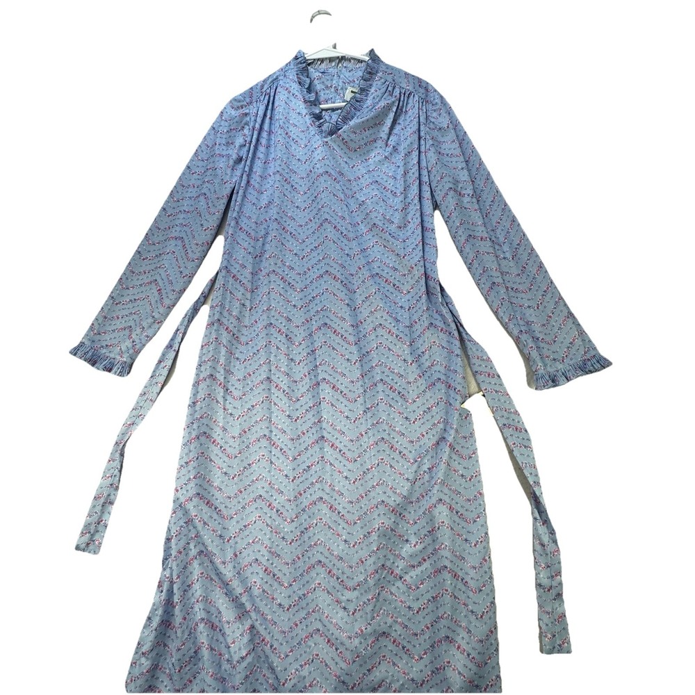 Vintage Gimbels Cottagecore Nightie Nightgown Dress Size 12.5 M/L Blue Floral